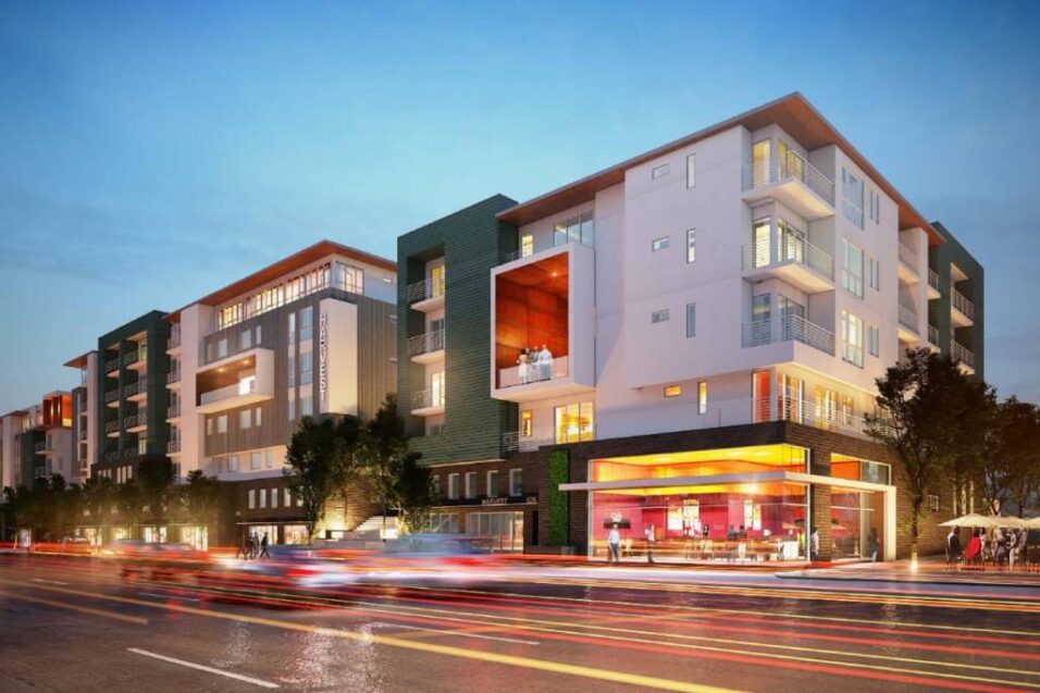 Apartment building at night